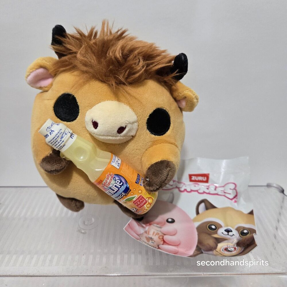 Zuru Snackles ROBBIE The Highland Cow With Ramune Soda 6” Plush, 2025 W/stickers